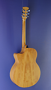 Faith Venus Natural naked steel-string guitar Grand Auditorium form, spruce, mahogany, cutaway, pickup, back view