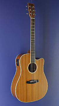 Tanglewood Union Dreadnought, satin finished acoustic guitar with pickup, Dreadnought shape with solid mahogany top and mahogany on back and sides, with cutaway