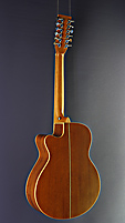 Tanglewood 12-string acoustic folk guitar, spruce (veneered), sapeli-mahogany, cutaway, pickup, back side