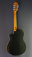 Alhambra schwarze Konzertgitarre Zeder, Mahagoni, Cutaway, Pickup, Rückseite