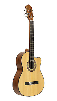 Angel Lopez Graciano SM-CE, satin finished classical guitar with pickup and cutaway, with solid spruce top and mahogany on back and sides, scale 64,5 cm, nut width 50 mm