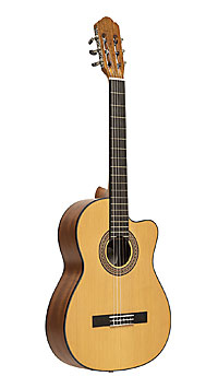 Angel Lopez Graciano CM-CE, satin finished classical guitar with pickup and cutaway, with solid cedar top and mahogany on back and sides, scale 64,5 cm, nut width 50 mm