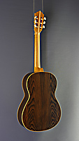 Höfner, klassische Gitarre, Mensur 65 cm, Thermo-Fichtendecke und Räucherlerche an Zargen und Boden, Rückseite