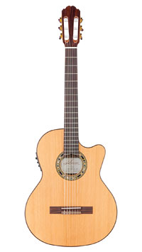 Kremona Verea Performer Series crossover classical guitar with pickup, solid cedar top, rosewood on back and sides, with cutaway and Fishman Prefix Pro Blend Pickup (Piezo and micro)