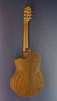 Lacuerda, Model 65 N cut, classical guitar with pickup and cutaway, spruce, walnut, scale 65 cm, back view