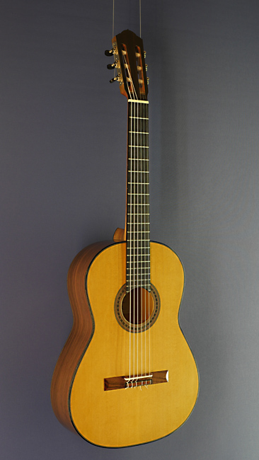 Andreas Flick, classical guitar made of cedar and walnut on pine wood, construction based od Daniel Friederich, scale 65 cm, year 2019