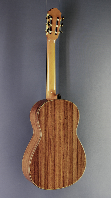 Daniele Chiesa classical guitar, 64 cm scale, cedar, Madagascar rosewood, year 2015, back view