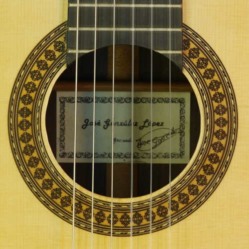rosette, label of José González Lopez Flamenco guitar spruce, rosewood, year 2015