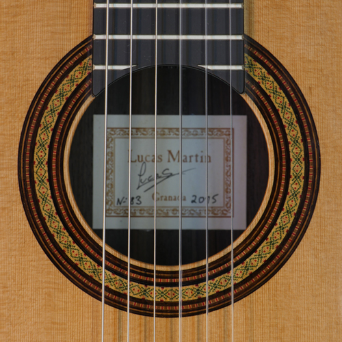 Lucas Martin classical guitar cedar, rosewood, scale 65 cm, year 2015, rosette, label