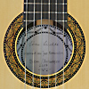 Rosette and label of guitar built by German guitar maker Sören Lischke in 2017 with spruce top and rosewood back and sides