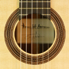 rosette and label of Thomas Holt Andreasen classical guitar with 64 cm scale, sitka spruce, rosewood, year 2015