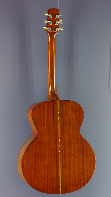 Michael, acoustic steel-string guitar, Jumbo form with solid spruce top and mahogany back and sides, back view