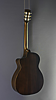 Faith Legacy Dark Roast Earth Cut/Electro acoustic guitar in Patrick James Eggle "Earth" shape, all solid dark roasted African Khaya mahogany with cutaway and Flex T-Blend pickup, back view