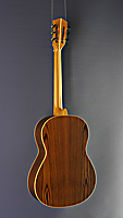 Höfner Classic Steel String Series HA-CS8, satin finished acoustic guitar in classic form with solid thermo spruce top and smoked larch on back and sides, with pickup, made in Germany, back view