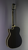 James Neligan Steelstring Gitarre, Mini-Jumbo-Form, Mahagoni, Pickup und Cutaway, schwarz, Rückansicht