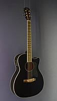 James Neligan Westerngitarre Mini-Jumbo-Form, Fichte, Mahagoni, schwarz lackiert, Pickup, Cutaway