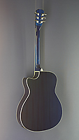 James Neligan Steelstring Gitarre, Mini-Jumbo-Form, Mahagoni, Pickup und Cutaway, Rückansicht