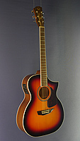 Samick SGW Westerngitarre OM Form, massive Fichte oder Zeder, Mahagoni, Cutaway, sunburst lackiert, Pickup