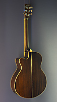 Tanglewood Winterleaf, antique violin burst lackierte Stahlsaitengitarre mit Tonabnehmer in Folk-Form mit massiver Mahagonidecke und Mahagoni an Zarge und Boden, mit Cutaway, Rückseite