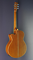 Tanglewood Winterleaf, satin finished acoustic guitar with pickup in Folk shape with solid Sitka spruce top and mahogany on back and sides, with cutaway, back view