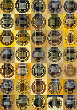 Rosettes and labels of fine classical guitars