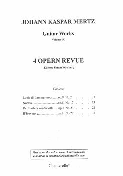 Mertz, Johann Kaspar: Guitar Works Vol. 10, Opera Revue, Edition Simon Wynberg, sheet music for guitar solo content