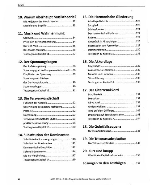 Meffert, Wolfgang: Finally understanding harmony Volume 1, introduction to music theory (not only) for guitarists (Text: German), Content