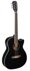 J. N. Bessie BK CE, black Steel-string guitar with pickup and with solid spruce top, Acoustic Guitar
